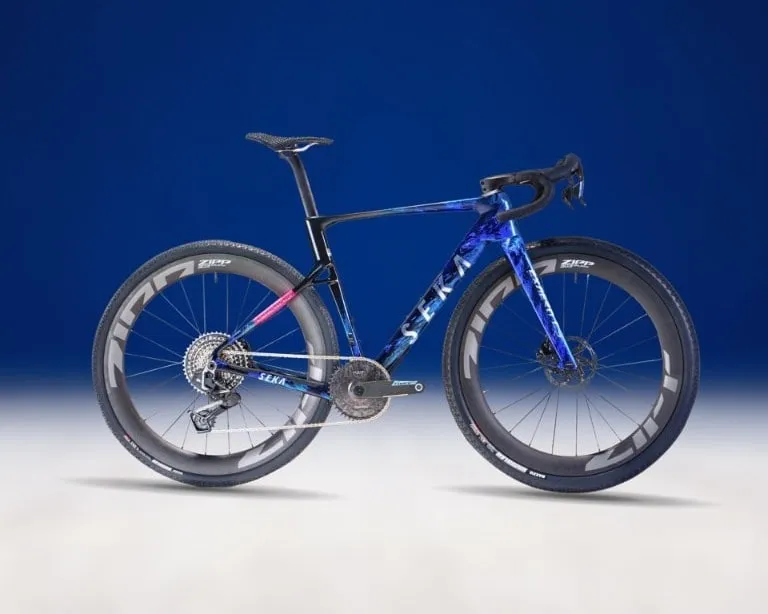 SEKA ExAero RDC GR gravel bike in blue and pink marble