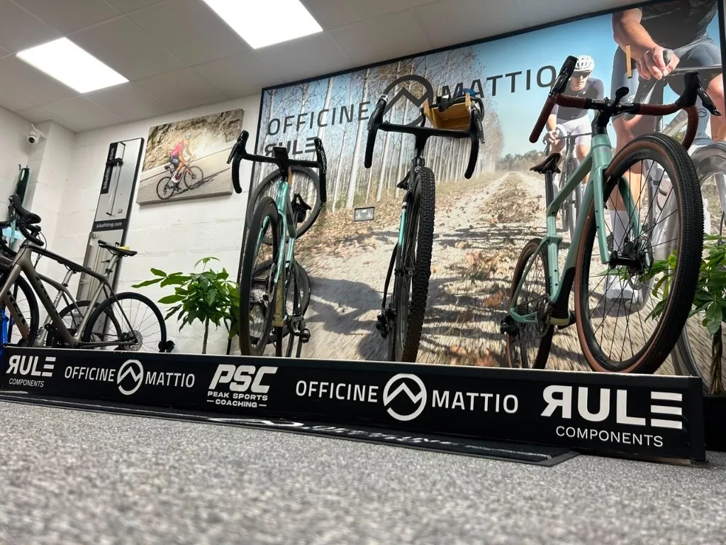 High-end bikes on the display stand at PSC Bike fit